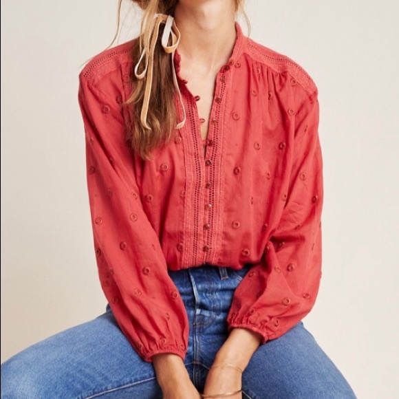 Anthropologie Tops - Anthropologie Mauve Auguste Embroidered Blouse Anthropologie Tops - Anthropologie Mauve Auguste Embroidered Blouse